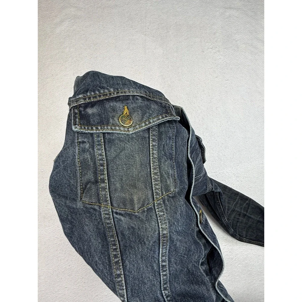 HM Divided Mens Denim Trucker Jacket Dark Wash Black Cotton XL Classic Casual